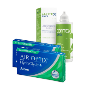 Air Optix Plus Hydraglyde Astigmatism cx 3 x 2 + Contex Única 350ml