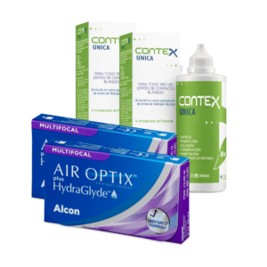 Air Optix Plus Hydraglyde Multifocal cx 6 x 2 +Contex Única 350ml x 2